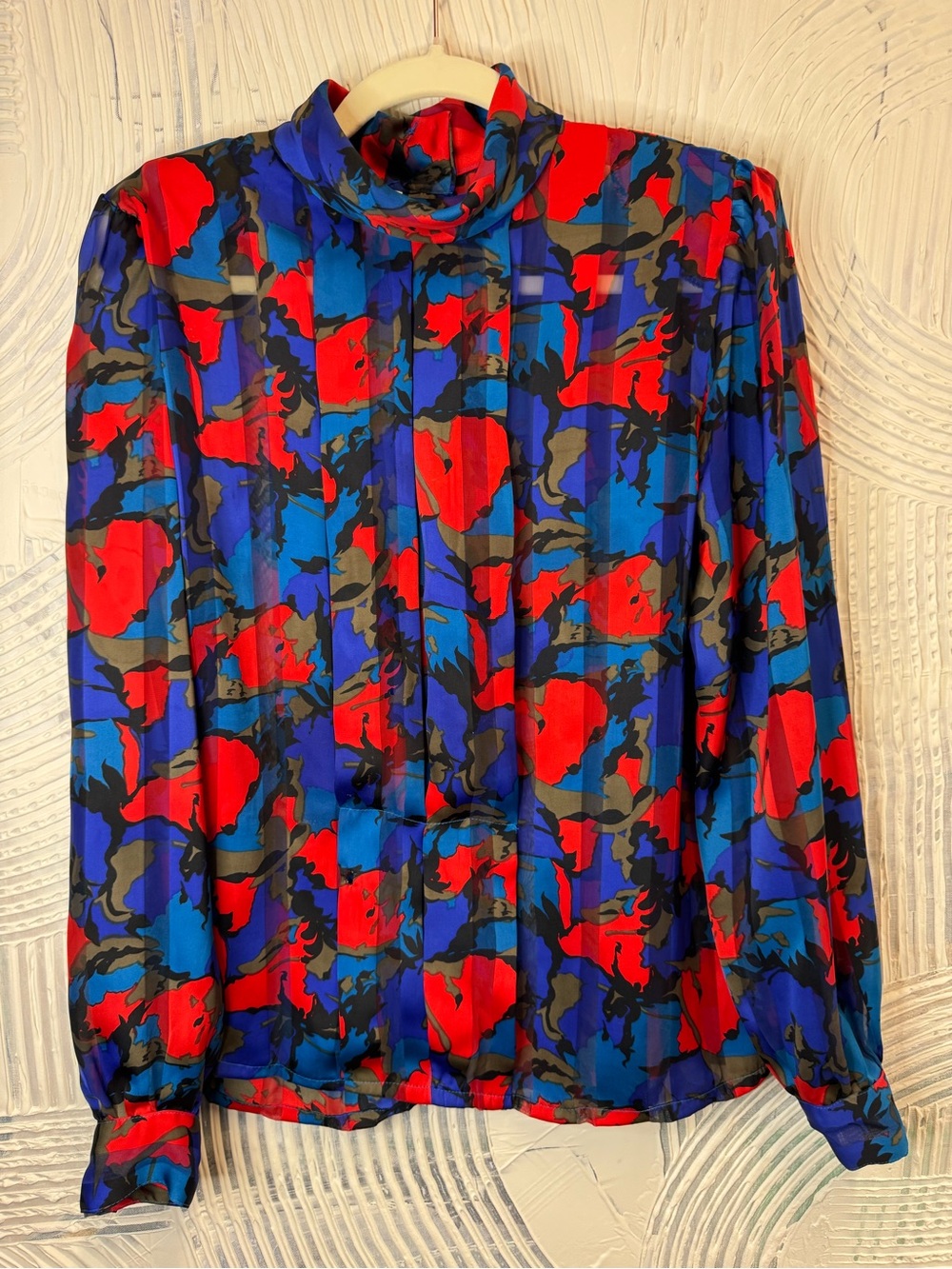 NICOLA Red, Blue & Black Abstract Print Long-Sleeve Blouse
